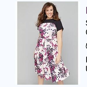 Lane Bryant Front-Tie Scuba Fit & Flare Dress